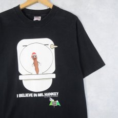 画像1: 90's SOUTH PARK "I BELIEVE IN MR. HANKEY" キャラクタープリントTシャツ BLACK L (1)