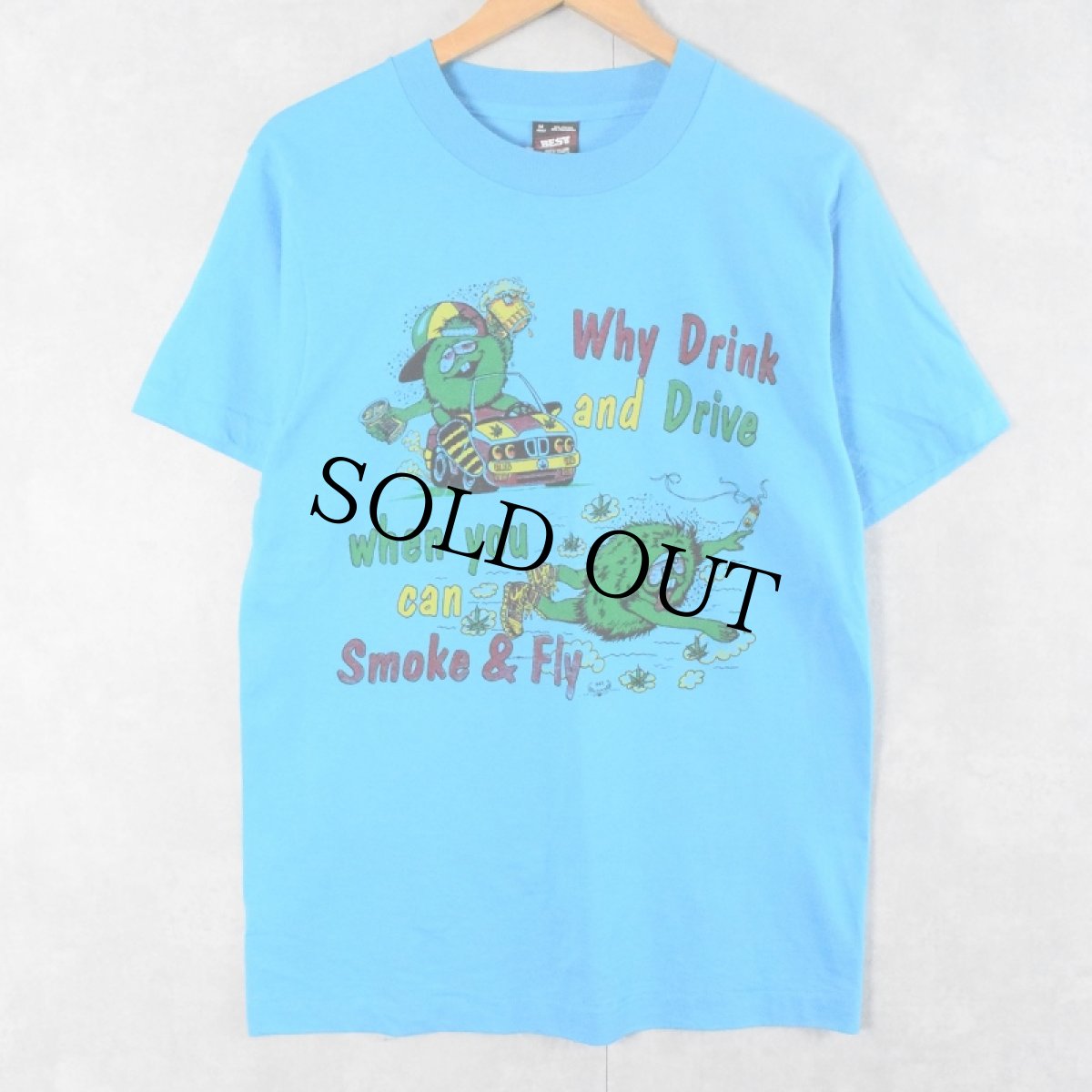 画像1: 90's USA製 "Why Drink and Drive" キャラクタープリントTシャツ M (1)