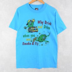 画像1: 90's USA製 "Why Drink and Drive" キャラクタープリントTシャツ M (1)