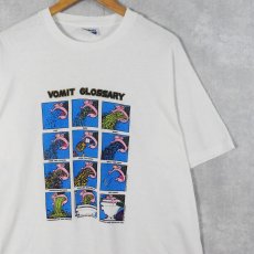 画像1: 80's PETER BAGGE USA製 "VOMIT GLOSSARY" コミックプリント アートTシャツ XL (1)