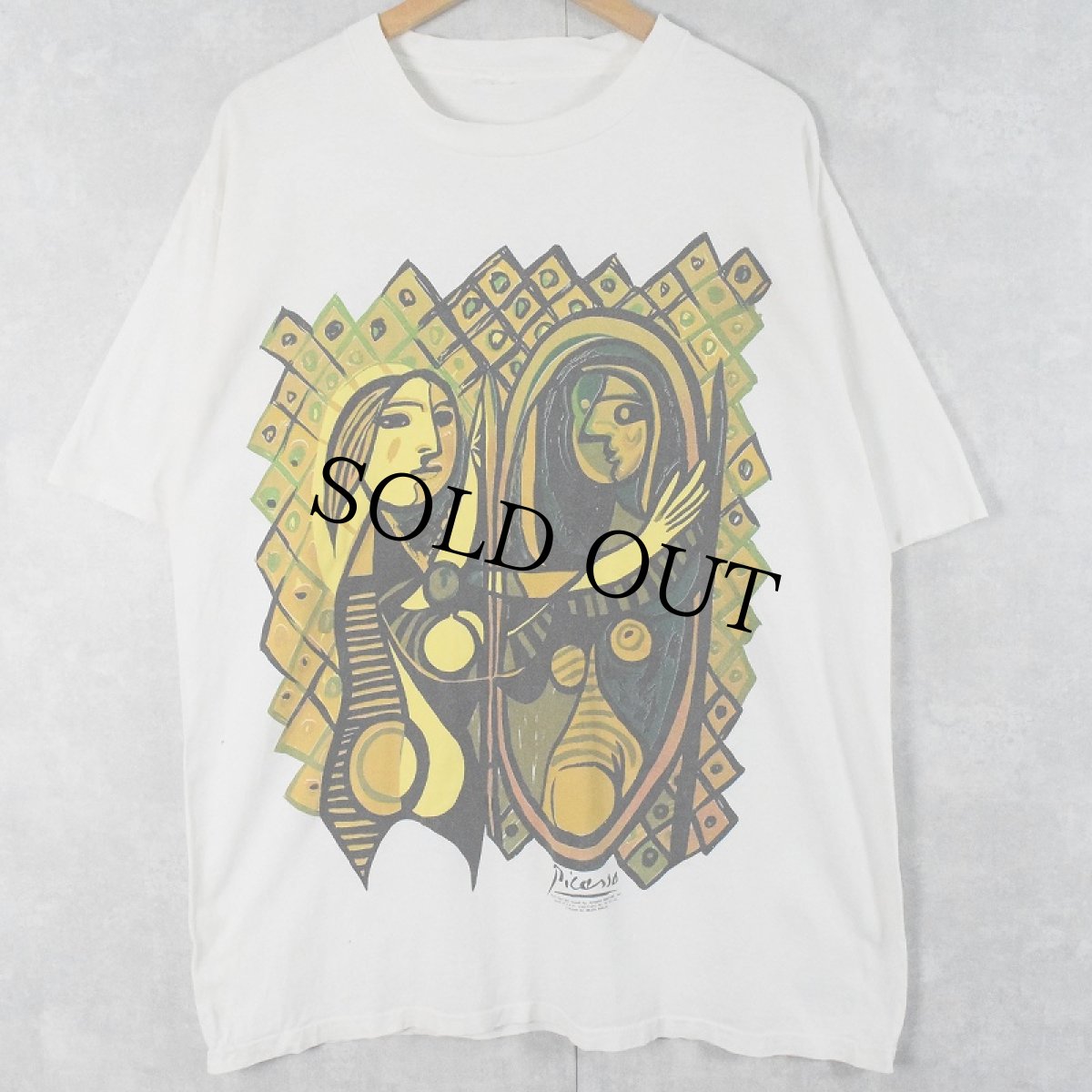 画像1: 90's Picasso "Girl before a Mirror" アートプリントTシャツ (1)