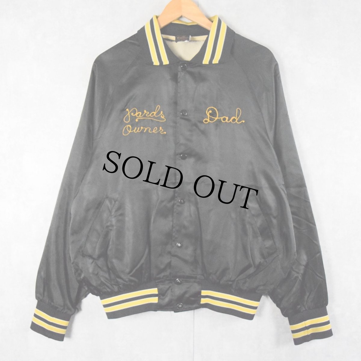 画像2: 70〜80's ARISTO JAC by Hilton USA製 チェーン刺繍 サテンスタジャン BLACK XL (2)