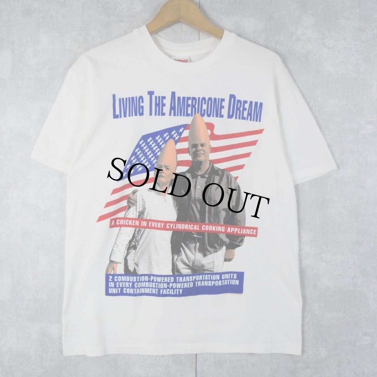 画像1: 90's CONEHEADS USA製 "LIVING THE AMERICONE DREAM" SF映画プリントTシャツ L (1)