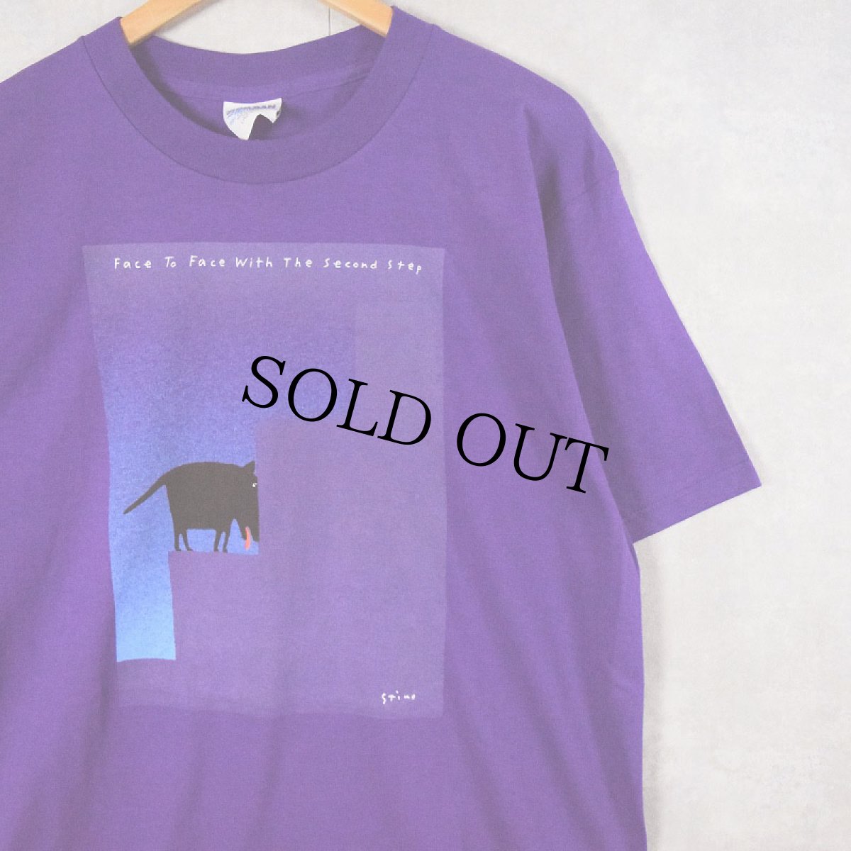 画像1: 【SALE】 90's Richard Stine CANADA製 "Face to Face with The Second Step" アートプリントTシャツ L (1)
