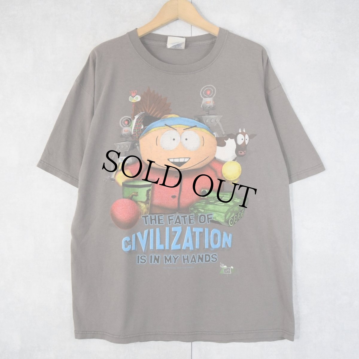 画像1: 90's SOUTH PARK "THE FATE OF CIVILIZATION IS IN MY HANDS" キャラクタープリントTシャツ XL (1)