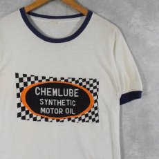 画像1: 70〜80's USA製 "CHEMLUBE SYNTHETIC MOTOR OIL" リンガーTシャツ (1)