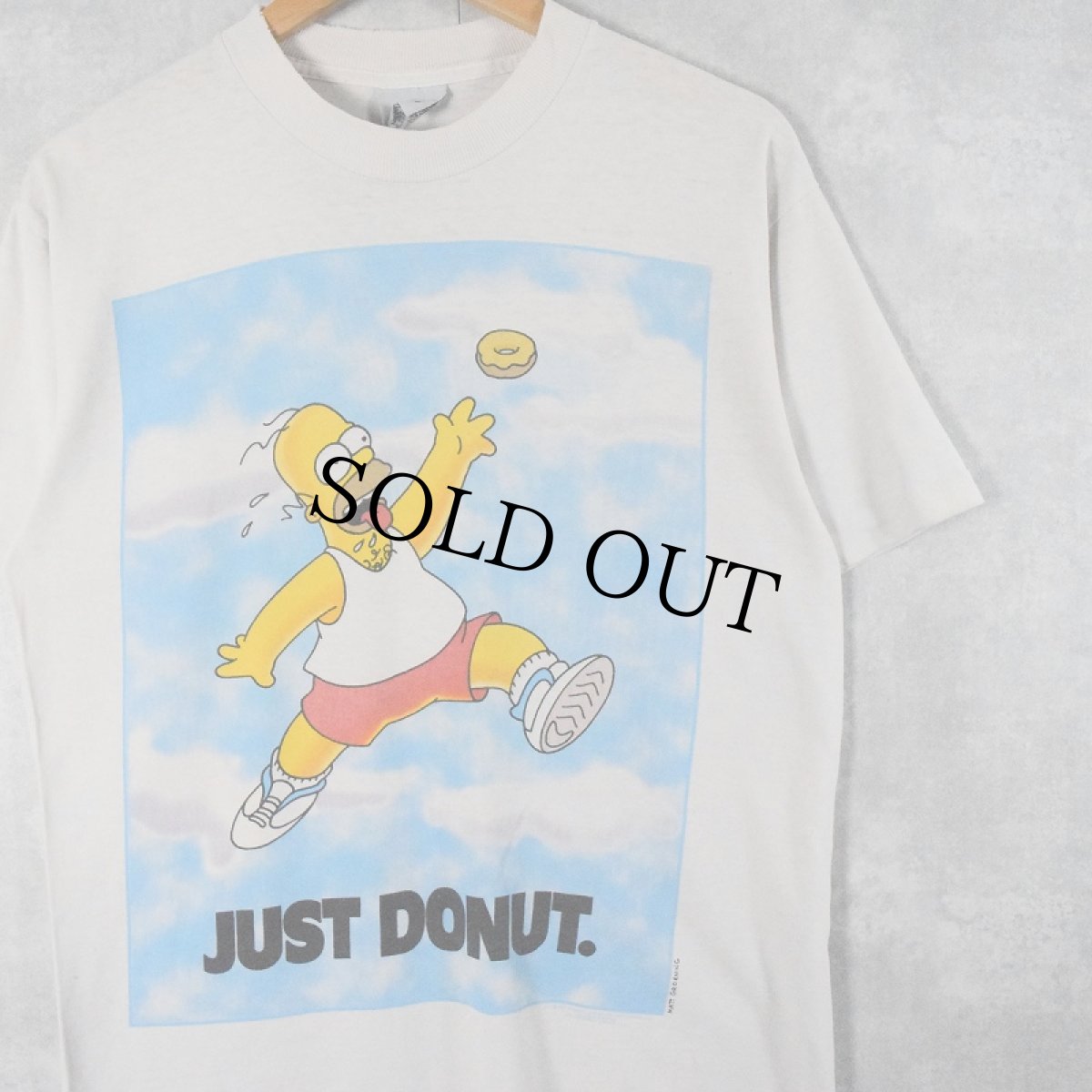 画像1: 【SALE】 90's THE SIMPSONS USA製 "JUST DONUT." キャラクターパロディプリントTシャツ M (1)