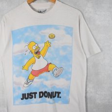 画像1: 90's THE SIMPSONS USA製 "JUST DONUT." キャラクターパロディプリントTシャツ M (1)