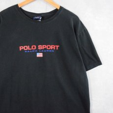 画像1: 90's POLO SPORT Ralph Lauren ロゴプリントTシャツ BLACK XL (1)