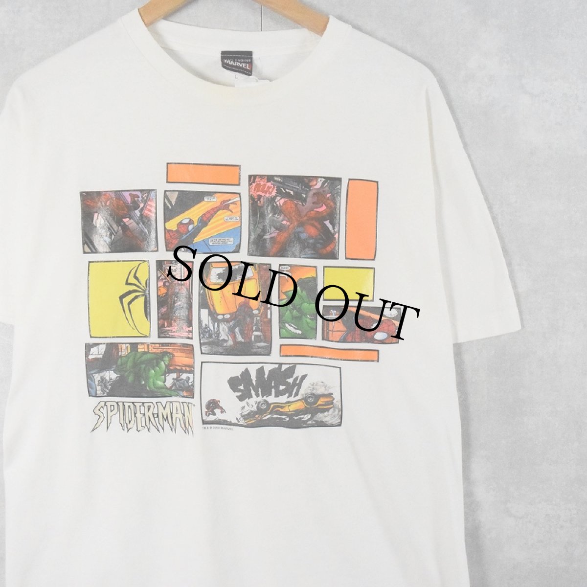 画像1: 2000's MARVEL SPIDER-MAN × HULK キャラクタープリントTシャツ L (1)
