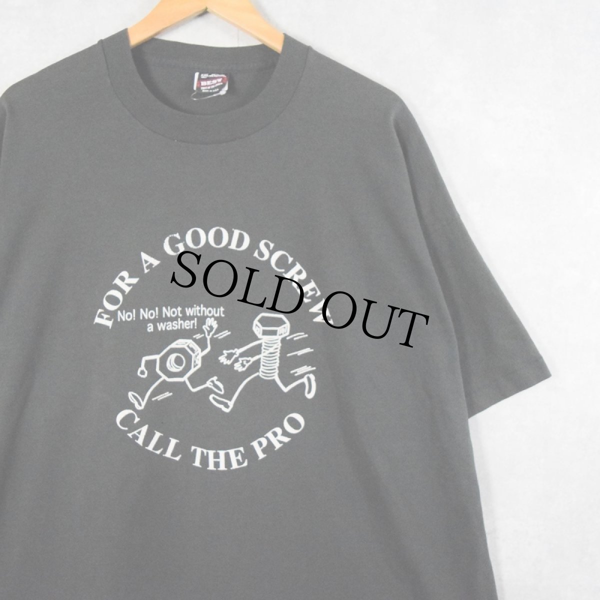 画像1: 90's USA製 "FOR A GOOD SCREW CALL THE PRO" シュールイラストTシャツ XXL (1)