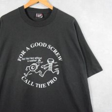 画像1: 90's USA製 "FOR A GOOD SCREW CALL THE PRO" シュールイラストTシャツ XXL (1)