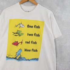 画像1: 90's Dr.Seuss "One fish, two fish, red fish, blue fish" キャラクターTシャツ L (1)