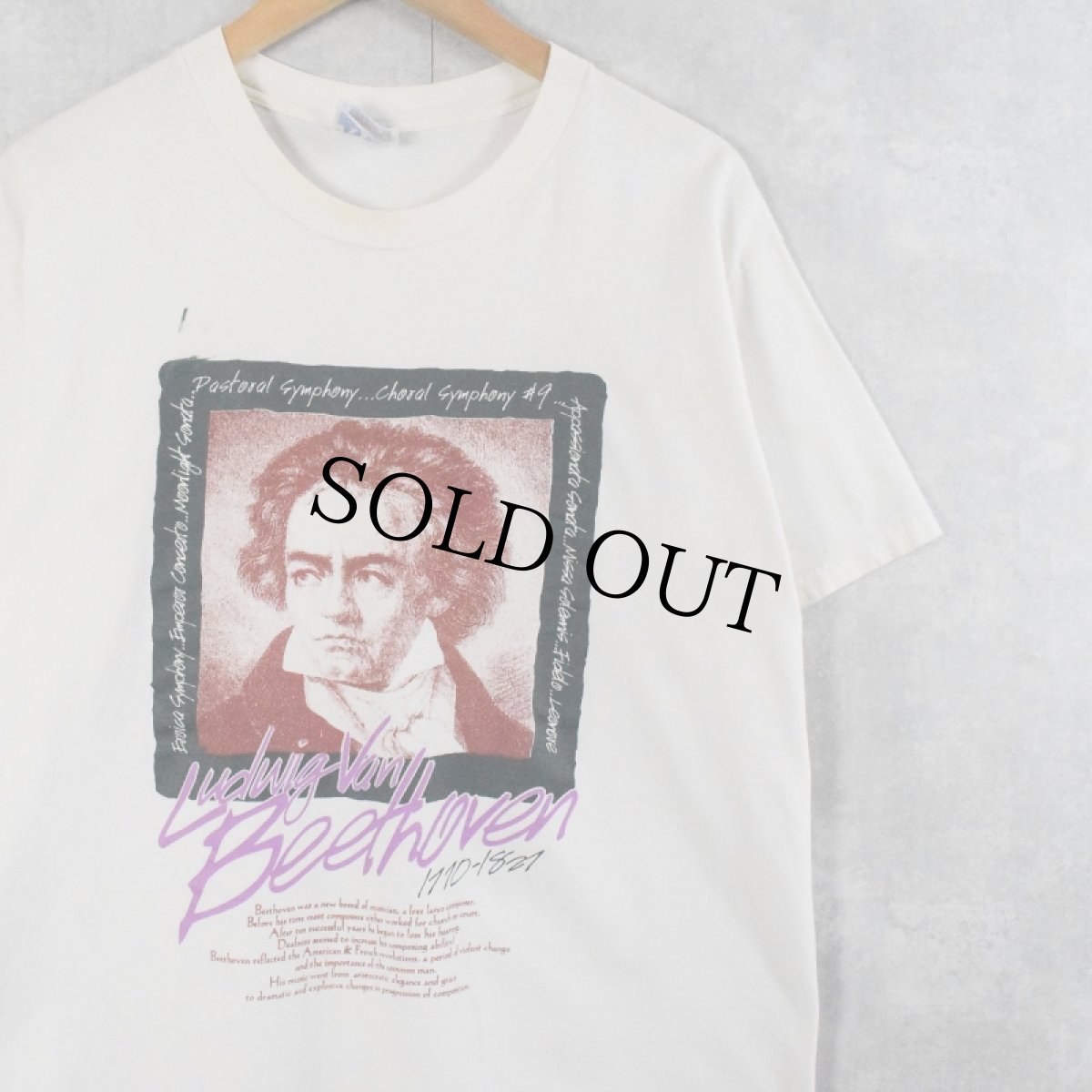 画像1: Ludwig van Beethoven 音楽家プリントTシャツ L (1)