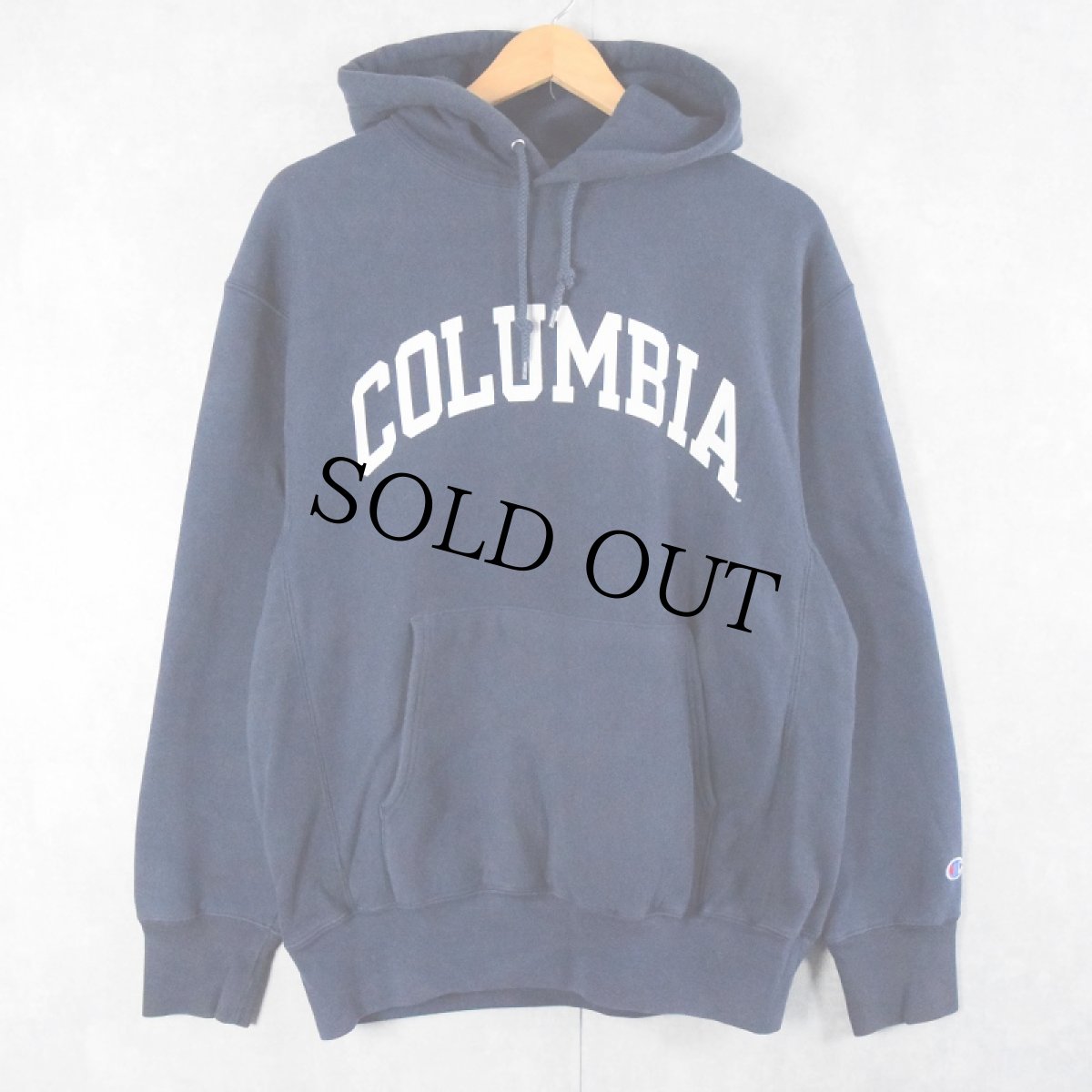 画像1: 2000's Champion REVERSE WEAVE "COLUMBIA" プリントスウェットフーディー NAVY M (1)