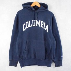 画像1: 2000's Champion REVERSE WEAVE "COLUMBIA" プリントスウェットフーディー NAVY M (1)