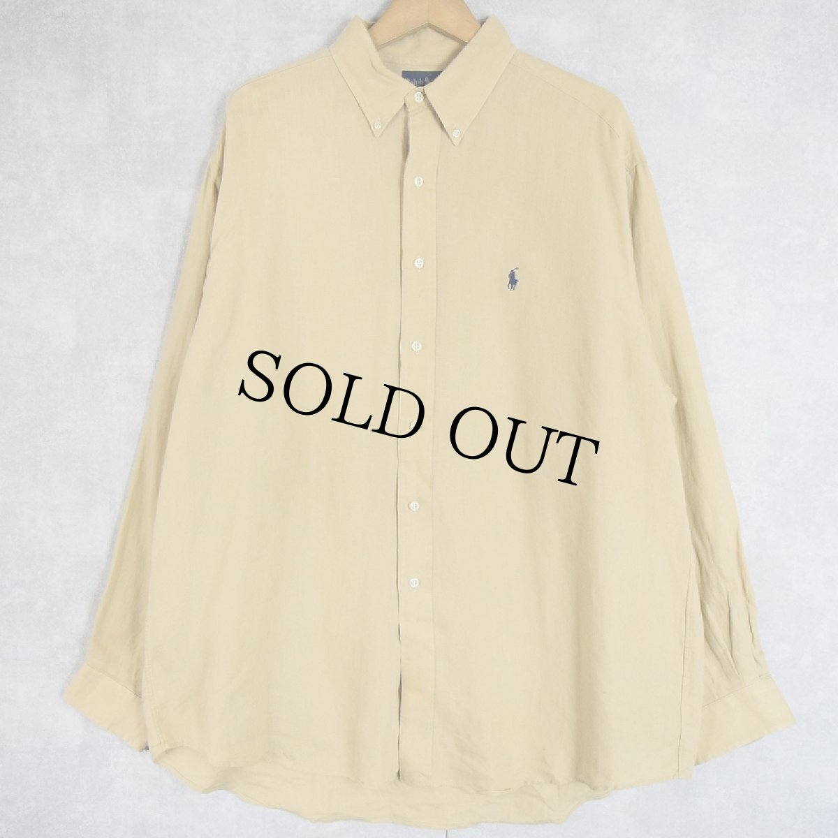 画像1: Ralph Lauren "BLAKE" リネンボタンダウンシャツ L (1)