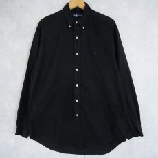 画像1: Ralph Lauren "BLAKE" シルク×コットンボタンダウンシャツ BLACK M (1)