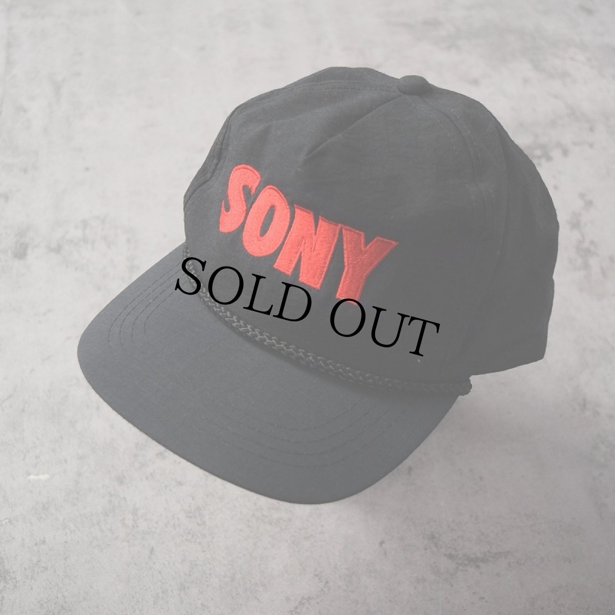 画像1: 90's "SONY" ロゴ刺繍 ナイロン スナップバックキャップ BALCK  (1)
