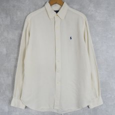画像1: Ralph Lauren "CLASSIC FIT" リネン×シルクボタンダウンシャツ L (1)