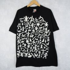 画像1: 80's Ken Brown USA製 アートプリントTシャツ BLACK XL (1)