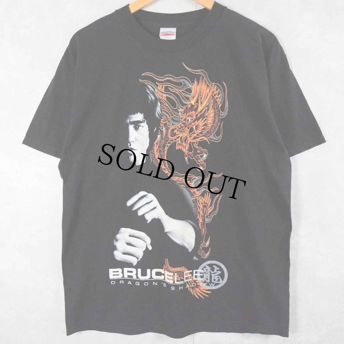 画像1: Bruce Lee "DRAGON'S SHADOW" ハリウッド俳優 プリントTシャツ BLACK L (1)