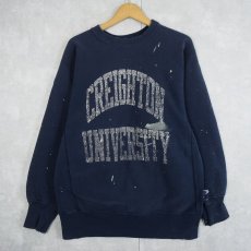 画像1: 80's Champion REVERSE WEAVE トリコタグ USA製 "CREIGHTON UNIVERSITY" プリントスウェット NAVY XL (1)