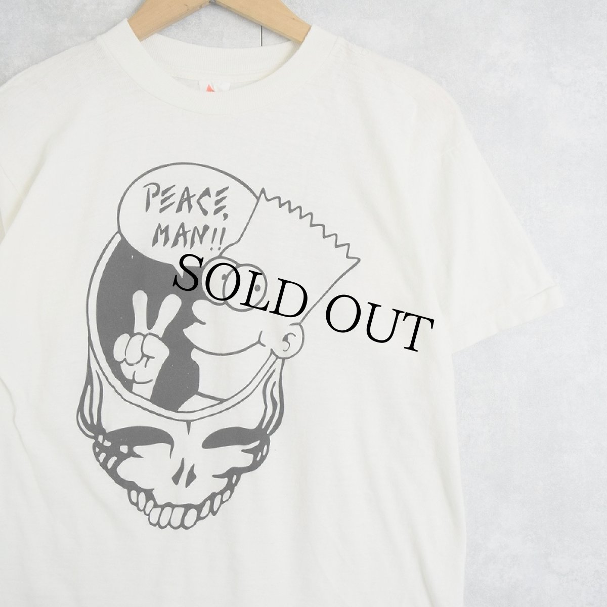 画像1: 90's GRATEFUL DEAD×THE SIMPSONS USA製 "PEACE MAN!!" ロックバンドプリントTシャツ M (1)