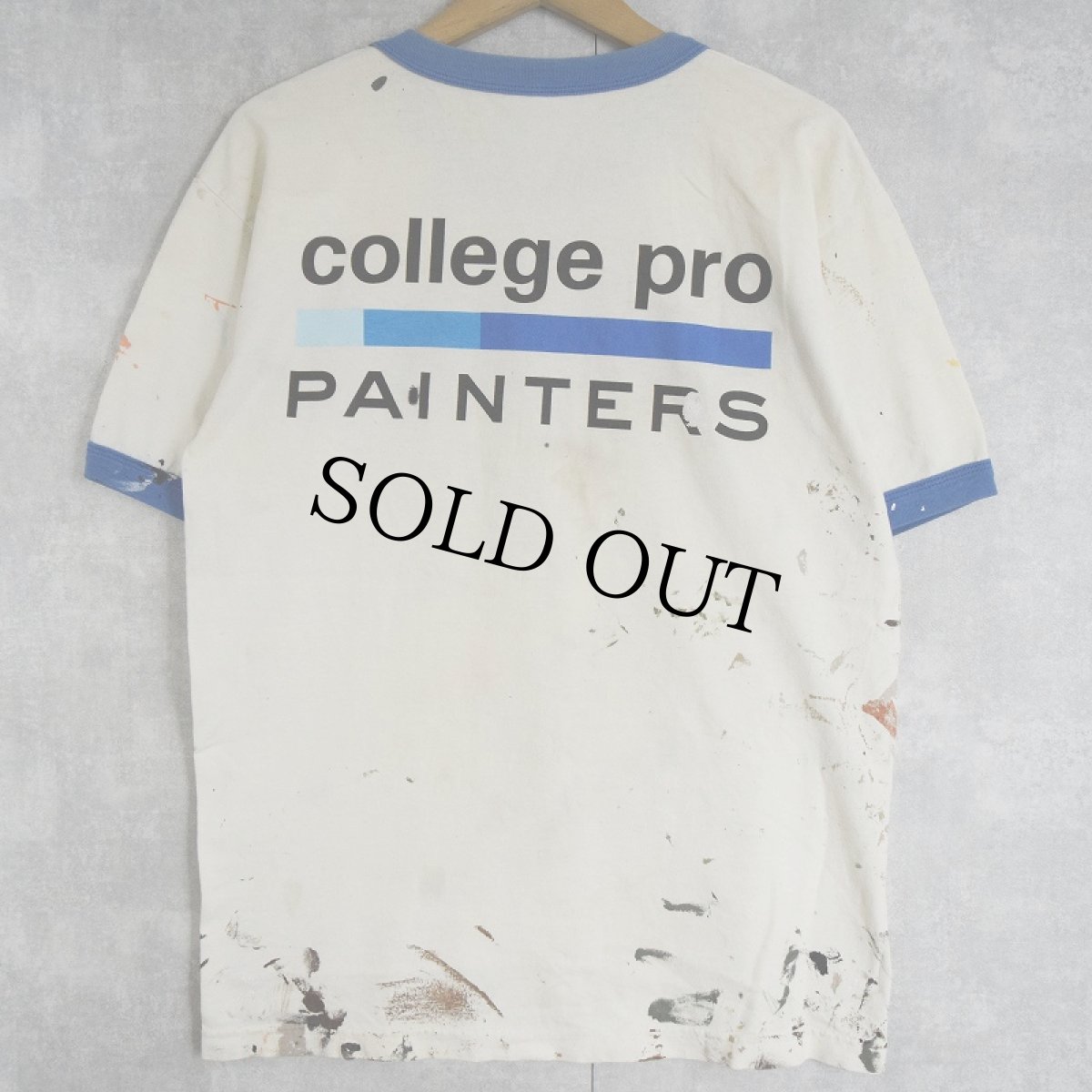 画像2: "college pro PAINTERS" ペンキペイント プリントリンガーTシャツ (2)