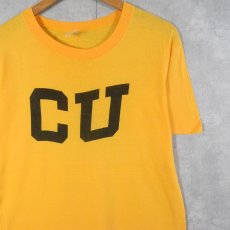 画像1: 60〜70's Velva Sheen "CU" 染み込みプリントTシャツ L (1)