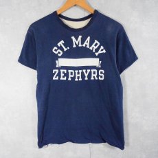 画像1: 70's Champion USA製 バータグ "ST.MARY ZEPHYRS" ダブルフェイス リバーシブルTシャツ M (1)