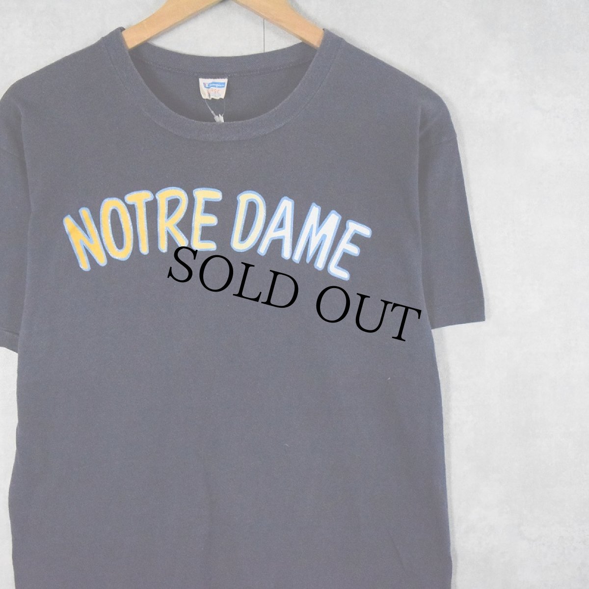 画像1: 70's Champion USA製 バータグ "NOTRE DAME" プリントTシャツ NAVY L (1)