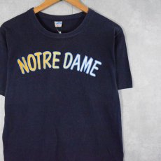 画像1: 70's Champion USA製 バータグ "NOTRE DAME" プリントTシャツ NAVY L (1)