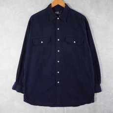 画像1: POLO Ralph Lauren コットン×シルク サファリシャツ NAVY L (1)