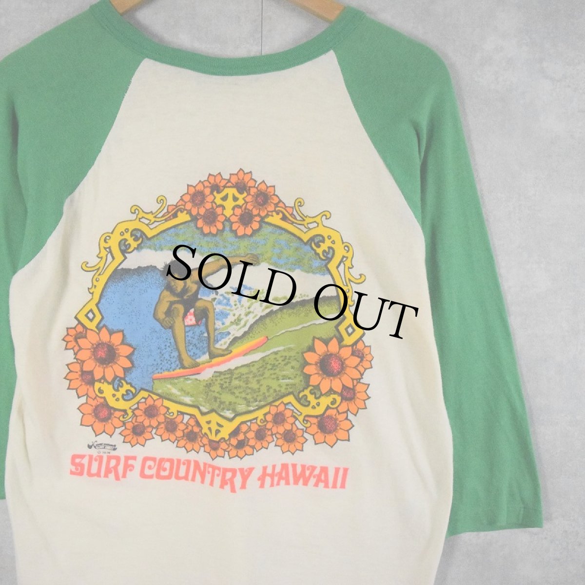 画像1: 70's "SURF COUNTRY HAWAII" ラグランプリントTシャツ (1)