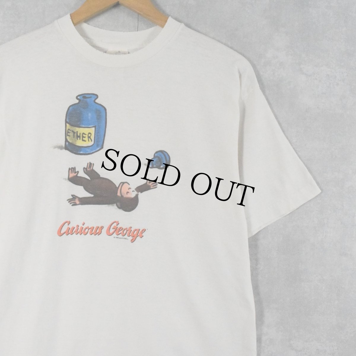 画像1: 90's Curious George USA製 キャラクタープリントTシャツ L (1)