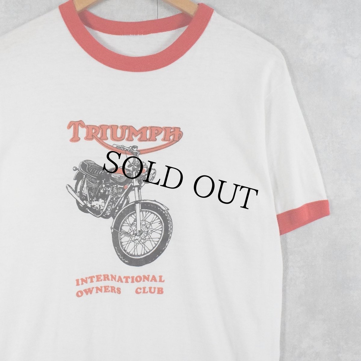 画像1: 80's "TRIUMPH" バイカープリント リンガーTシャツ (1)