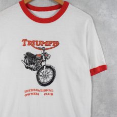 画像1: 80's "TRIUMPH" バイカープリント リンガーTシャツ (1)