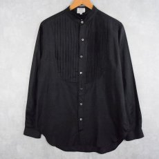 画像1: 70's Neiman-Marcus プリーツデザイン シルクドレスシャツ BLACK M (1)
