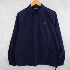 画像1: Ralph Lauren ロゴ刺繍 ナイロンプルオーバージャケット NAVY M (1)