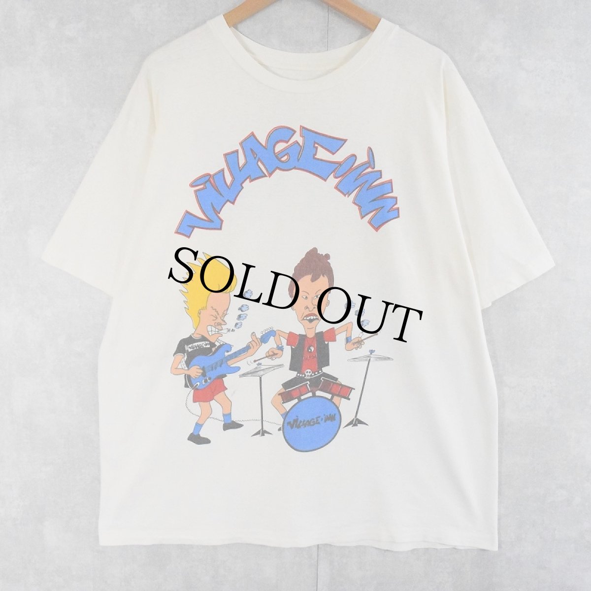 画像1: 90's BEAVIS AND BUTT-HEAD "Haer Rock Pub" キャラクタープリントTシャツ (1)
