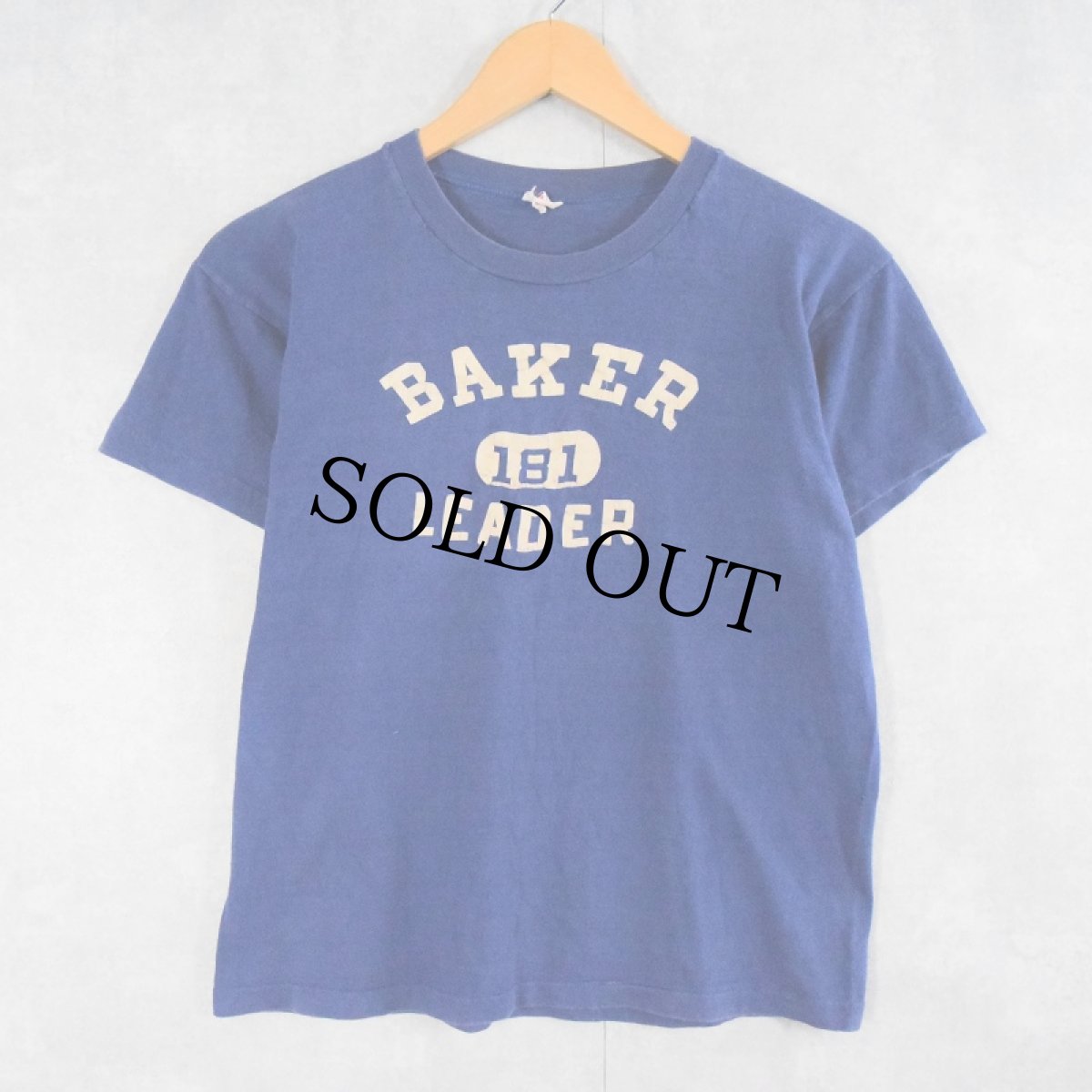 画像1: 60's Champion 大文字ランタグ USA製 "BAKER LEADER" フロッキープリントTシャツ M (1)