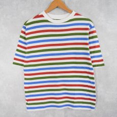 画像1: 90's マルチボーダー柄 Tシャツ (1)