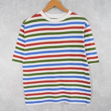 画像1: 90's マルチボーダー柄 Tシャツ (1)