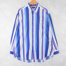 画像1: 90's Ralph Lauren "The Big Shirt" マルチストライプ柄 コットンボタンダウンシャツ L (1)