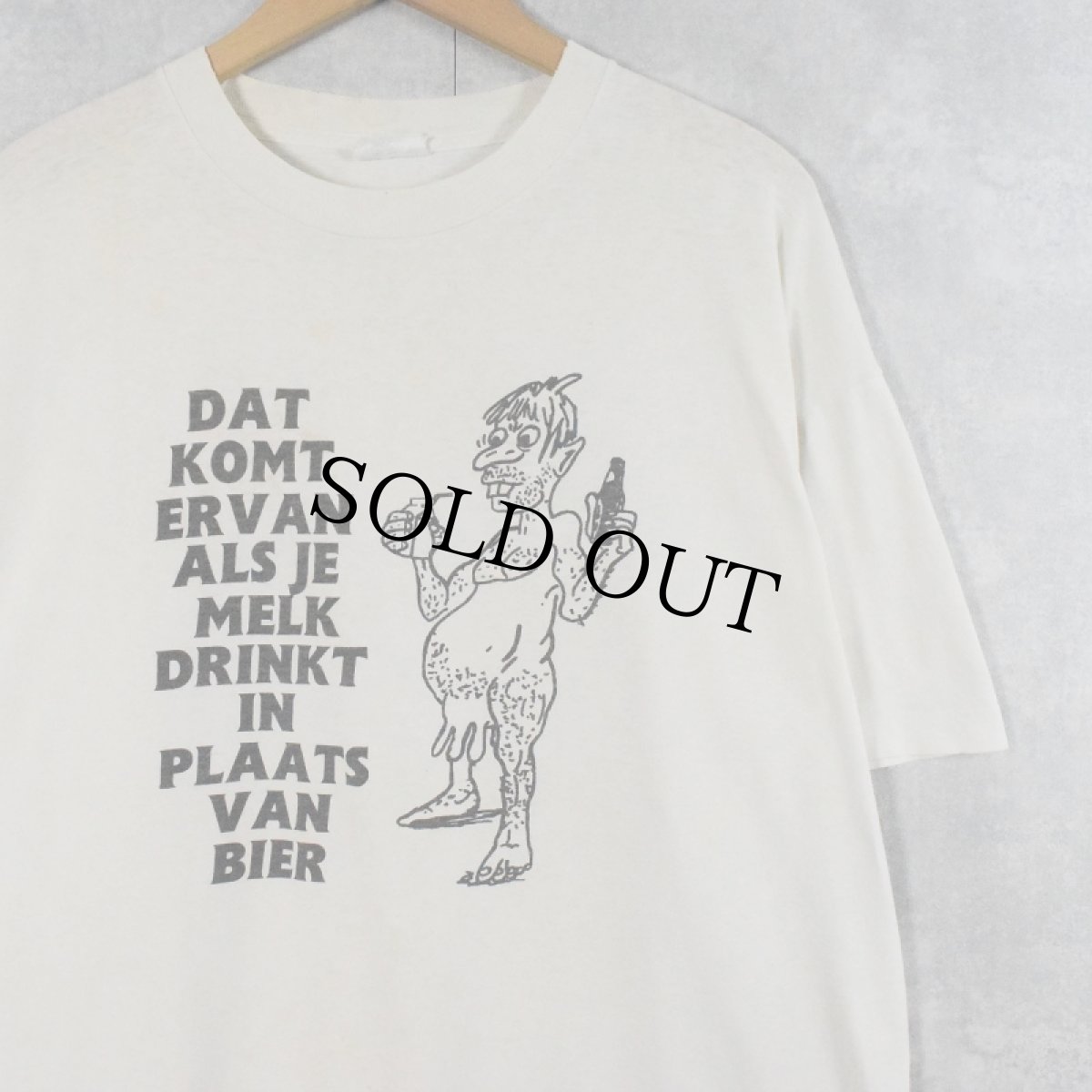 画像1: 90's "DAT KOMT ERVAN ALS JE..." シュールイラストTシャツ XL (1)