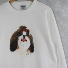 画像1: 90's USA製 "Shih Tzu" 犬プリントスウェット L (1)