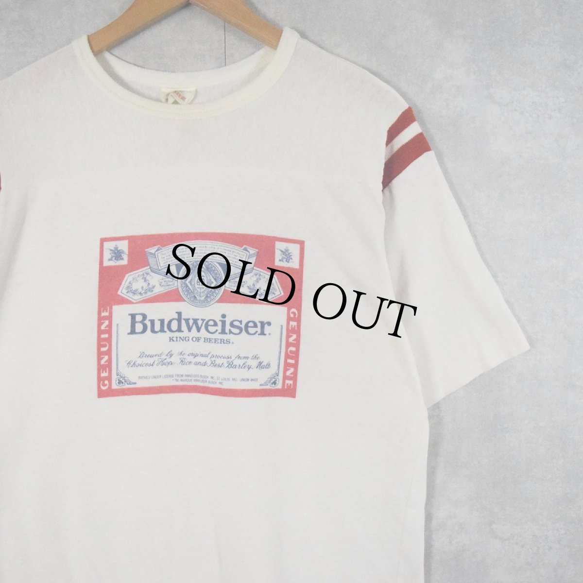 画像1: 80's〜 Budweiser ビールメーカー 染み込みプリントTシャツ XL (1)