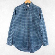 画像1: Brooks Brothers USA製 チェック柄 コットンポプリンボタンダウンシャツ SIZE16 (1)