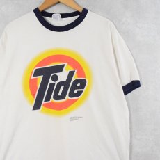 画像1: 90's Tide USA製 洗剤メーカー ロゴプリントリンガーTシャツ XL (1)